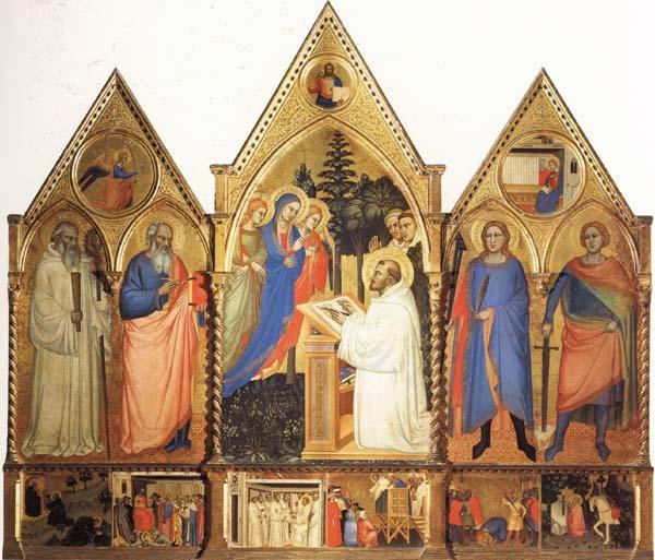 Matteo Di Pacino St.Bernard's Vistonof the Virgin with SS.Benedict,john the Evange-list.Quintinus,and Galgno,The Blessed Redeemer and the Annunciation Stories of the S Germany oil painting art